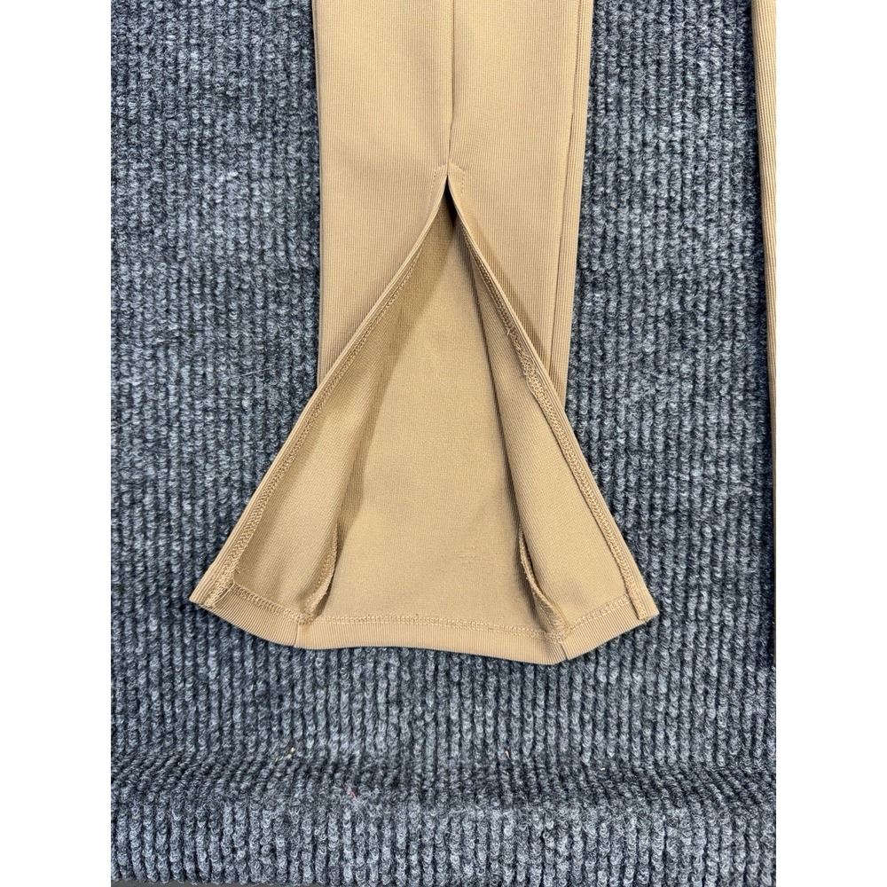 Zara Ottoman Leggings Womens Medium High Waist Stretch Slit Front Color Camel - Picture 4 of 16